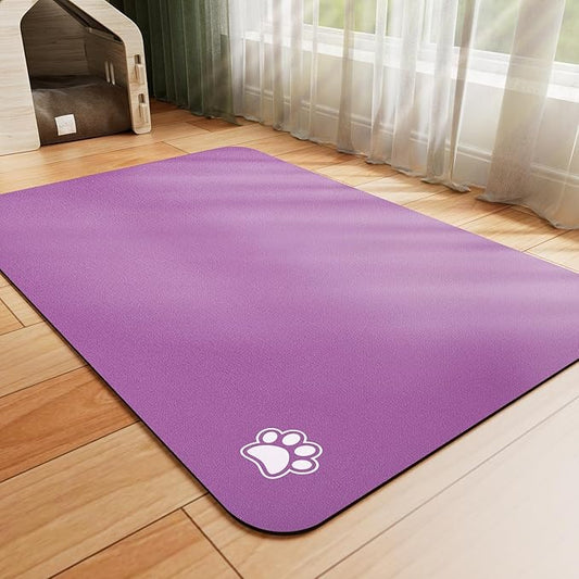 Dog Food Mat - Absorbent Cat Mat for Food and Water, No Stains Pet Feeding Bowl Mat, Easy to Clean Pet Placemats, Quick Dry Dog Water Dispenser Mat for Messy Drinkers | Paw Purple 24"x36"