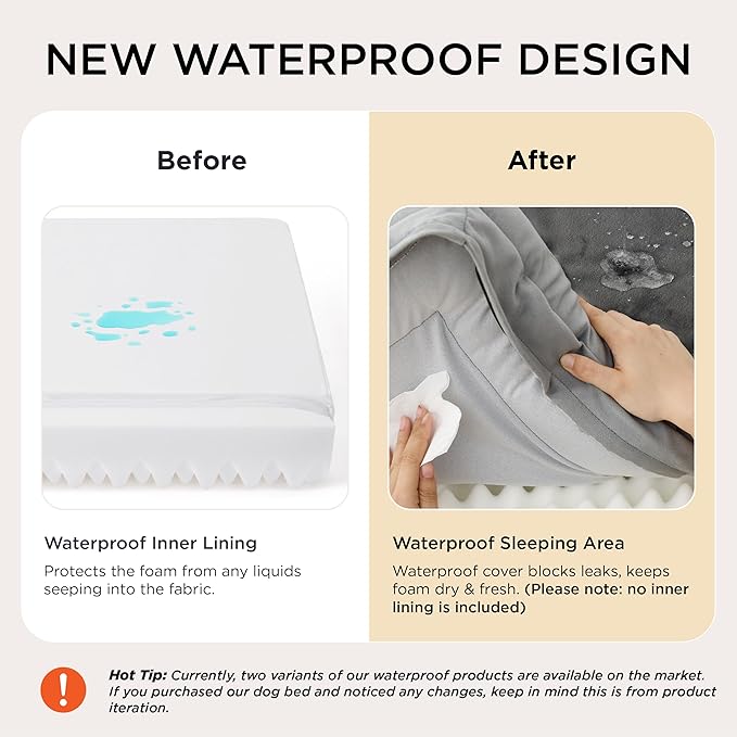 Bedsure Orthopedic Dog Beds Large Sized Dog - Washable Large Dog Cat Bed Waterproof, Comfort Dogs Couch Sofa with Washable Removable Cover, Pet Bed with Nonskid Bottom, Grey, 35"