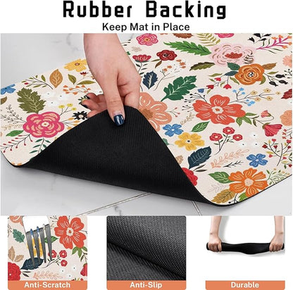 Absorbent Pet Dog Bowl Mat for Food and Water, Pet Cat Food Feeding Mat with Non Slip Rubber Backing, Dog Food Mats for Floors Waterproof, 16"x24"
