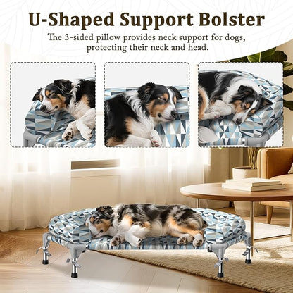 Orthopedic Dog Bed - Beds Bolster,Cooling Elevated Dog Beds with Metal Frame,Raised Dogs Bed,Easy to Assemble,Up to 80 lbs,Medium