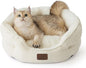 Bedsure Dog Beds for Small Dogs - Round Cat Beds for Indoor Cats, Washable Pet Bed for Puppy and Kitten with Slip-Resistant Bottom, 20 Inche, White