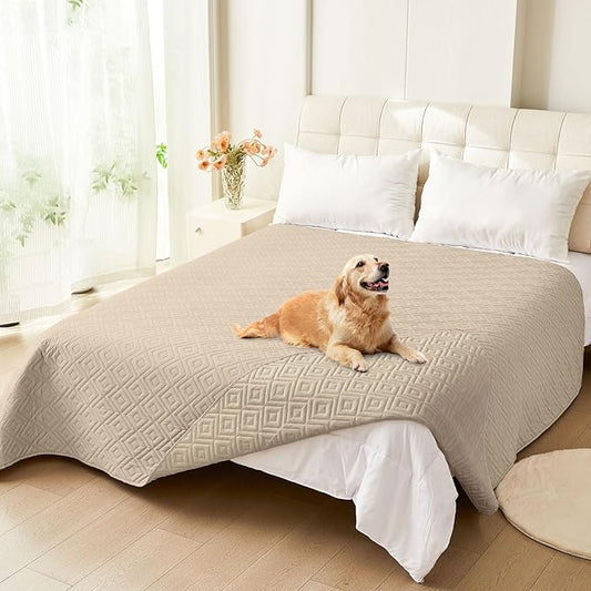 hyha Waterproof Dog Blanket, Soft Dog Bed Cover Pet Blankets, Waterproof Sofa Couch Cover for Dogs Washable, Reversible Pet Couch Covers for Sofa Furniture (82x102 Inch, Taupe/Taupe)