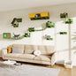 16-in-1 Cat Wall Shelves, Wall Mounted Cats Furniture Set w/Plush Fabric, Cat Climbing Systems, Cats Shelf with 40''L Tunnel, Condos, House, Steps, Bridge Ladder & Scratching Post, Green
