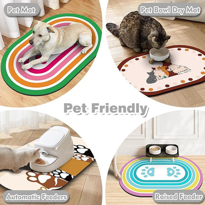 Dog Food Mat 20''x12'', Small Pet Feeding Mat, Non-Slip Rubber Pet Food Mat, Absorbent Cat Dog Water Bowl Mat for Messy Drinkers, Dogs Bowl Placemat for Food and Water, Light Gray