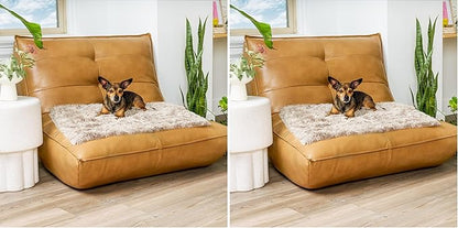 Furhaven Waterproof Throw Blanket for Dogs & Indoor Cats, Washable - Shaggy Plush Calming Long Faux Fur & Velvet Dog Blanket - Driftwood, Small (Pack of 2)