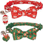 ADOGGYGO Christmas Cat Collar with Removable Bow Bell, 2 Pack Red Green Santa Reindeer Christmas Collars for Cat Kitten