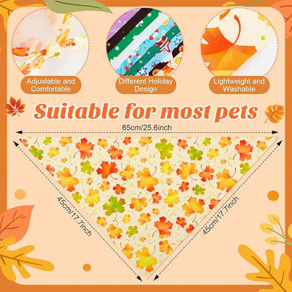 Weewooday 50 Pcs Holiday Dog Bandanas Bulk for Valentine's & St. Patrick's Day, Easter Happy Birthday Summer Soft Bibs Adjustable Triangle Bandana for Small Medium Large (25.6 x 17.7 x 17.7 Inch)