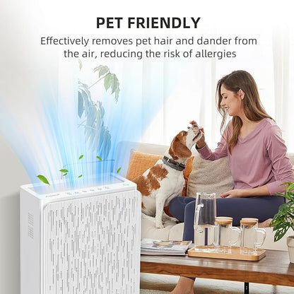 AromaRoom Air Purifiers for Large Rooms up to 2100 Sq Ft, HEPA 14 Air Purifier with Smart PM 2.5 Sensor, Portable Filter Air Cleaner for Smoke, Allergies, Pet Dander,Bedroom, Office - Pearly White
