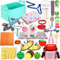 Abbylike 50 Pcs Puppy Supplies Starter Kit for Small Dogs Puppy Essentials Includes Leash, Bowls, Teeth Brushes, Water Bottle, and More Accessories for Dogs Pet Day Welcome Gift(Colorful)