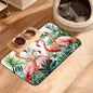 Pink Flamingo Dog Food Mat,Plam Leaves Absorbent Pet Feeding Mat for Food and Water Bowl,Quick Dry Dog Placemat Non Slip Rubber Backing Waterproof Pet Supplies 12" x 20"