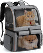 Lekebobor Double Cat Backpack Carrier for 2 Cats, Double-Compartment Pet Carrier Backpack for Two Small Cat or One Medium Cat, Cats Carrier Backpack Dog Carrier Backpack Fits Up to 24 Lbs,Grey
