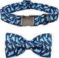Elegant Little Tail Bowtie Collar for X-Small Puppy and Cat - Shark Print, Adjustable