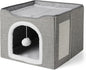 Amazon Basics Cat House 1 Story, Foldable Cat Condo with Sisal Scratch Pad, Grey