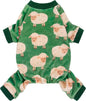 Fitwarm Funny Sheep Dog Pajamas, Warm Winter Dog Clothes for Small Dogs Boy Girl, Cozy Pet Onesie with Feet, Green, White, XS