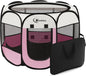 Pink Puppy Playpen for Large Dog Cat, Dog Tent Crates Cage Indoor/Outdoor, Portable Pop Up Dog Kennel with Carrying Bag for Rabbits, (Pink, Large)