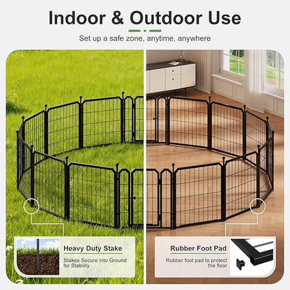 Dog Playpen for Indoor & Outdoor, 24 inch 6 Panels Metal Puppy Playpen for Puppies/Small Dogs, Portable Pet Fence for Yard, Camping, Travelling, Black