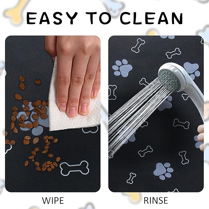 Pet Cat Dog Food Mat Non Slip Mat for Dog Water Bowl Mat Quick Dry Absorbent Cat Feeding Mat, 18.1 * 11.8 in, Green