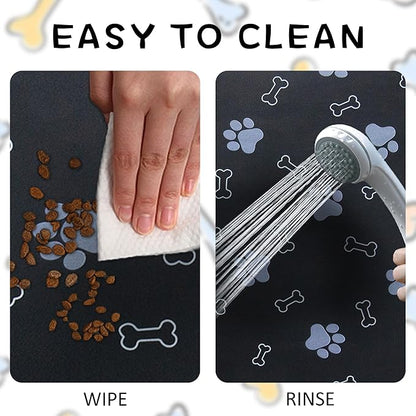 Pet Cat Dog Food Mat Non Slip Mat for Dog Water Bowl Mat Quick Dry Absorbent Cat Feeding Mat, 18.1 * 11.8 in, Blue