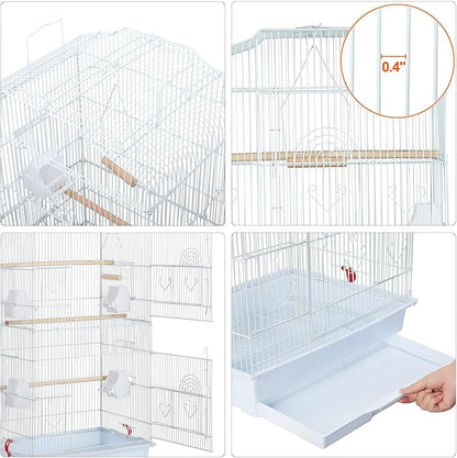 Yaheetech 41'' Open Top Medium Size Quaker Parrot Bird Cage Cockatiel Indian Ring Neck Sun Parakeet Green Cheek Conures Lovebird Budgie Canary Finch Parrotlet Bird Cage, White