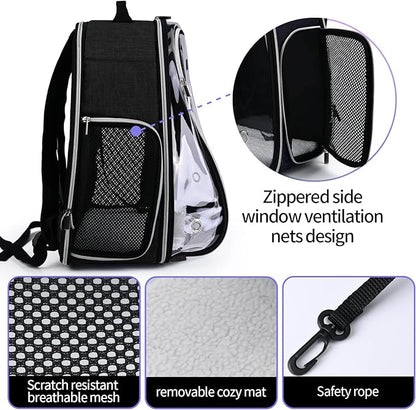 BAGLHER Cat Carrier Backpack Bubble - Fit Up to 18 Lbs - Airline-Approved Dog Backpack Carrier for Small Pets Puppies Dogs Bunny, Space Capsule Dog Carrier Backpack for Travel Outdoor Hiking, Black