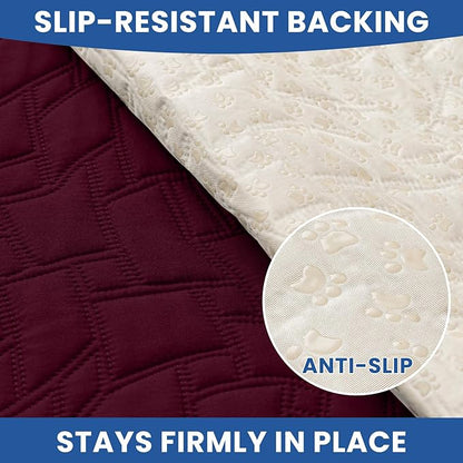 Waterproof Dog Blanket, Non-Slip Soft Pet Bed Cover, Couch Cover for Dogs Washable, Protects Sofa, Furniture, Crate, Car, Tear Resistant Leakproof Pet Blanket Christmas (82x82 Inch, Burgundy)