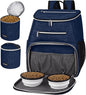 BAGLHER丨Dog Travel Bag Backpack, Airline Approved Pet Supplies Backpack, Dog Travel Bag with 2 Silicone Collapsible Bowls and 2 Food Baskets Dark Blue