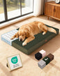 OhGeni Orthopedic Waterproof Dog Bed for Large Dogs, Machine-Washable Removable Cover in Easy-Clean Fabric, High Density Foam & Easy-Carry Handle, Suitable for Crate, 41 inch (Green)