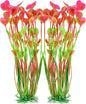 AQUANEAT Artificial Fish Tank Plants, Plastic Aquarium Accessories Large, 15.5 inch Pink Decorations, 2pcs