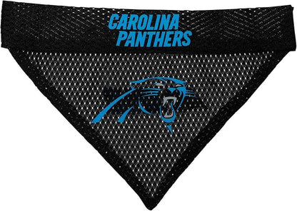 NFL DOG BANDANA - CAROLINA PANTHERS REVERSIBLE PET BANDANA. 2 Sided Sports Bandana with a PREMIUM Embroidery TEAM LOGO, Large/X-Large. - 2 Sizes & 32 NFL Teams available
