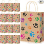 Blulu 20 Pcs Puppy Dog Paw Gift Bags with Paper Twist Handles, Dog Gift Paper Paw Treat Goodie Bags for PET Treat Party Favor, 6.3 x 3.1 x 8.6 Inch(Kraft Backing)
