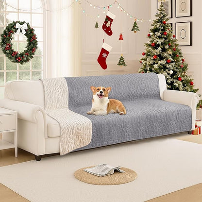 Waterproof Dog Bed Cover Pet Blanket, Soft Couch Cover for Dogs Washable, Non-Slip Dog Blanket Protect Furniture Couch Sofa Car for Puppy Large Dogs Cat (82x102 Inch, Light Grey)