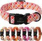 Fall Dog Collar, Fall Orange and Red Plaid Puppy Collar, Adjustable Cotton Holiday Tanksgiving Dog Collars for Small Medium Large Boy&Girl Dogs XL