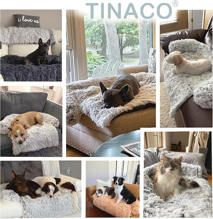 Tinaco Calming Dogs/Cats Bed Mats, Dog Pad Washable Removable Couch Cover, Plush Long Fur Mat for Pets, Waterproof Lining, Perfect for Small, Medium and Large Dogs and Cats (Gradient Gray, 41"x37")