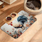 Dog Bowl Mat,Chicken Painting Pet Feeding Mat for Floors Waterproof,Flowers Absorbent Dogs Placemat for Food and Water Quick Dry Pet Cat Feeding Mats with Non Slip Bottom 12" x 20"