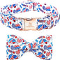 Lionheart glory American Flag Dog Collar, 4 of July Dog Bow Collar Heavy Duty Adjustable Patriotic Dog Collar with Bowtie for Small Dogs Pet Gift