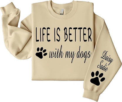 Custom Dog Mom Shirt for Women Pet Ears Sweatshirt with Name Unique Puppy Line Art Cute Dad Hoodie for DogDad Owner Lover