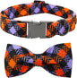 Halloween Dog Collar, Pet Collar Bow Plaid Pet Collars Girl Boy Holiday Pet Collars Gift Bow Dog Collar Cute Soft Puppy Collars for X-Large Dogs
