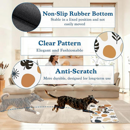 Boho Style Dog Food Mat–Christmas Stocking Absorbent Quick Dry Feeding Placemat for Food and Water Bowls, Non Slip Rubber Backing, Waterproof Pet Supplies for Mess-Free Eating 12"x20"