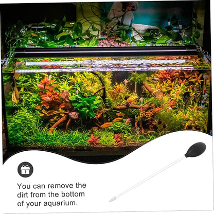2pcs Fish Tank Water Changer Aquarium Cleaning Tool with Manual Pipette Long Coral Tools Feeder for Home (35cm Tube Clear)