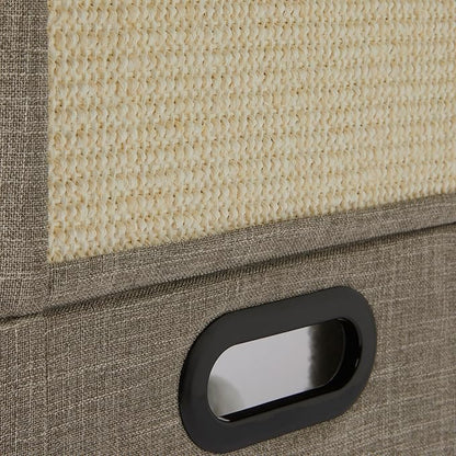 Amazon Basics 2-Cube Cat House with Sisal Scratch Pad and Dangle Toy, Grey