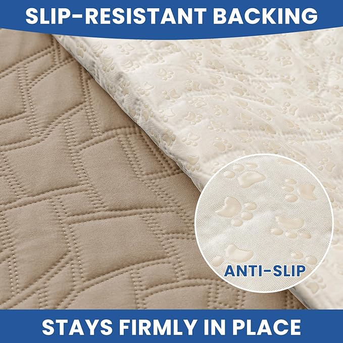 Waterproof Couch Covers for Pets, Waterproof Dog Bed Cover, Anti-Slip Soft Dog Blankets, Couch Cover for Dogs Washable, Pet Blanket for Puppy Large Dogs Cat (30x53 Inch, Khaki)