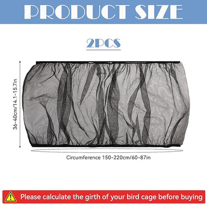 Bird Cage Cover 2 Pcs Universal Bird Cage Seed Catcher Parrot Nylon Mesh Net Cover Stretchy Mesh Skirt Covers for Round Square Cages