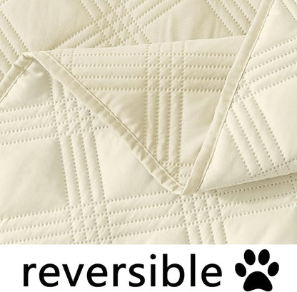 hyha Waterproof Dog Blanket, Reversible Pet Bed Blanket, Soft Sofa Couch Cover for Dogs Washable, Waterproof Pet Couch Covers for Sofa Puppy Cats Furniture Protector(52"x82", Beige/Beige)