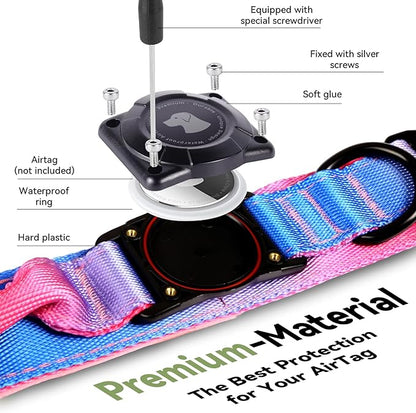2026 Upgrade Waterproof AirTag Dog Collar, Military Tactical Dog Collar with AirTag Holder, Comfortable Control Handle and Metal Buckle, GPS Dog Collar Holder for Medium to Large Dogs (Snow Cone,M)