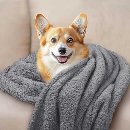 Luciphia 1 Pack 3 Calming Dog Blanket Fluffy Premium Fleece Pet Blankets Soft Sherpa Throw for Dogs Puppy Cat Grey/Beige/HazeBlue Small (23" x16")