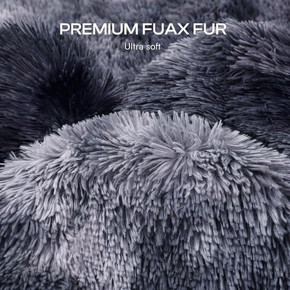 Luciphia Large Waterproof Dog Blanket for Pet Washable Liquid Proof Bed Intimacy Protection Shaggy Plush Calming Long Faux Fur Couch Cover Calming Cat Throw Blankets, Tie-dye Grey, 50" x 60"