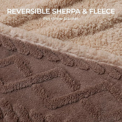 Luciphia Waterproof Pet Blanket, Liquid Pee Proof Dog Blankets for Sofa Bed Couch, Reversible Sherpa Fleece Furniture Protector Cover for Small Medium Large Dogs Cats,Khaki Large（65" x 57"）