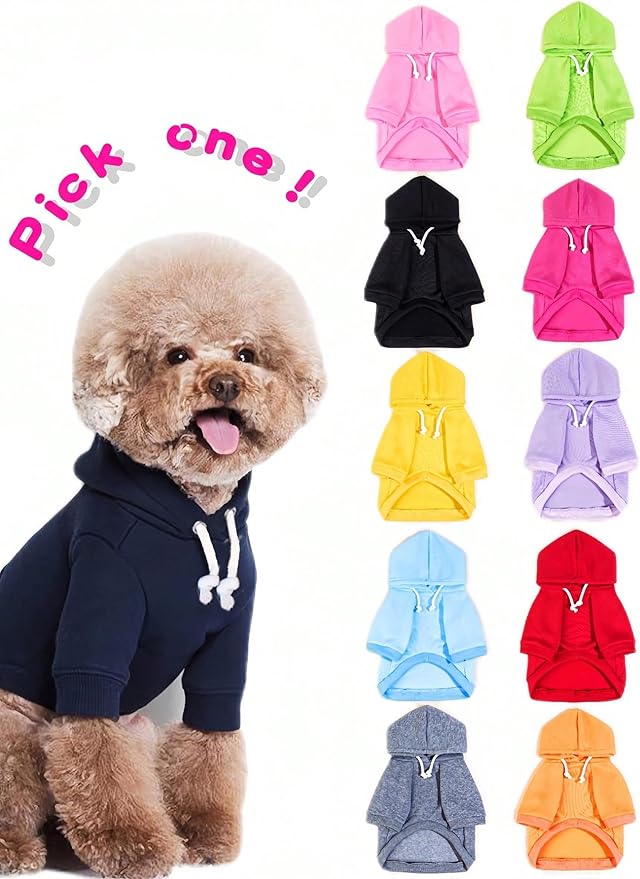 QWINEE Basic Dog Hoodie Sweatshirt Puppy Sweater Warm Cat Costumes Pet Clothes for Chihuahua Puppy Kitten Small Medium Dogs Green Large