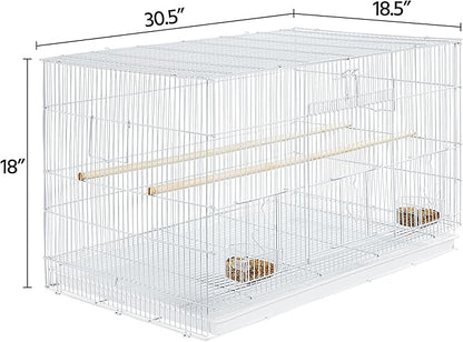 Yaheetech 30‘’ Flight Bird Cage Stackable Design for Small and Medium Birds with Slide Out Tray and Bottom Grate Budgies Cockatiels Lovebirds Canaries Parakeet Cage, White