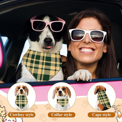 Sanwuta 120 Pcs Stripe Dog Bandanas Bulk Bandanas for Doggies Adjustable Washable Pet Triangle Scarf Stripe Pattern Dog Scarf for Small and Medium Dogs, 30 Style